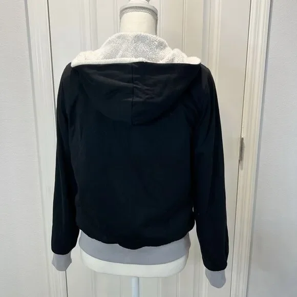 Creazioni Effeci Jacket Hoodie Black White Sherpa Lined Size Medium Winter - Picture 4 of 11